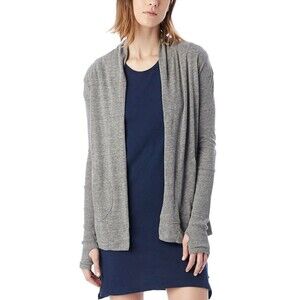 ALTERNATIVE Eco-Jersey Rib Sleeve Cardigan  Sweater Womens  M  Gray